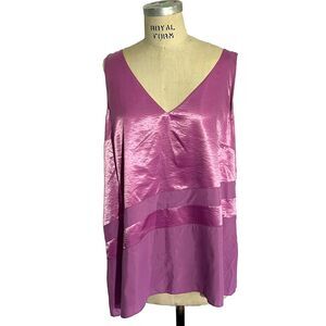 Banana Republic Mauve Pink Satin Asymmetrical Hem Tunic Sz XL